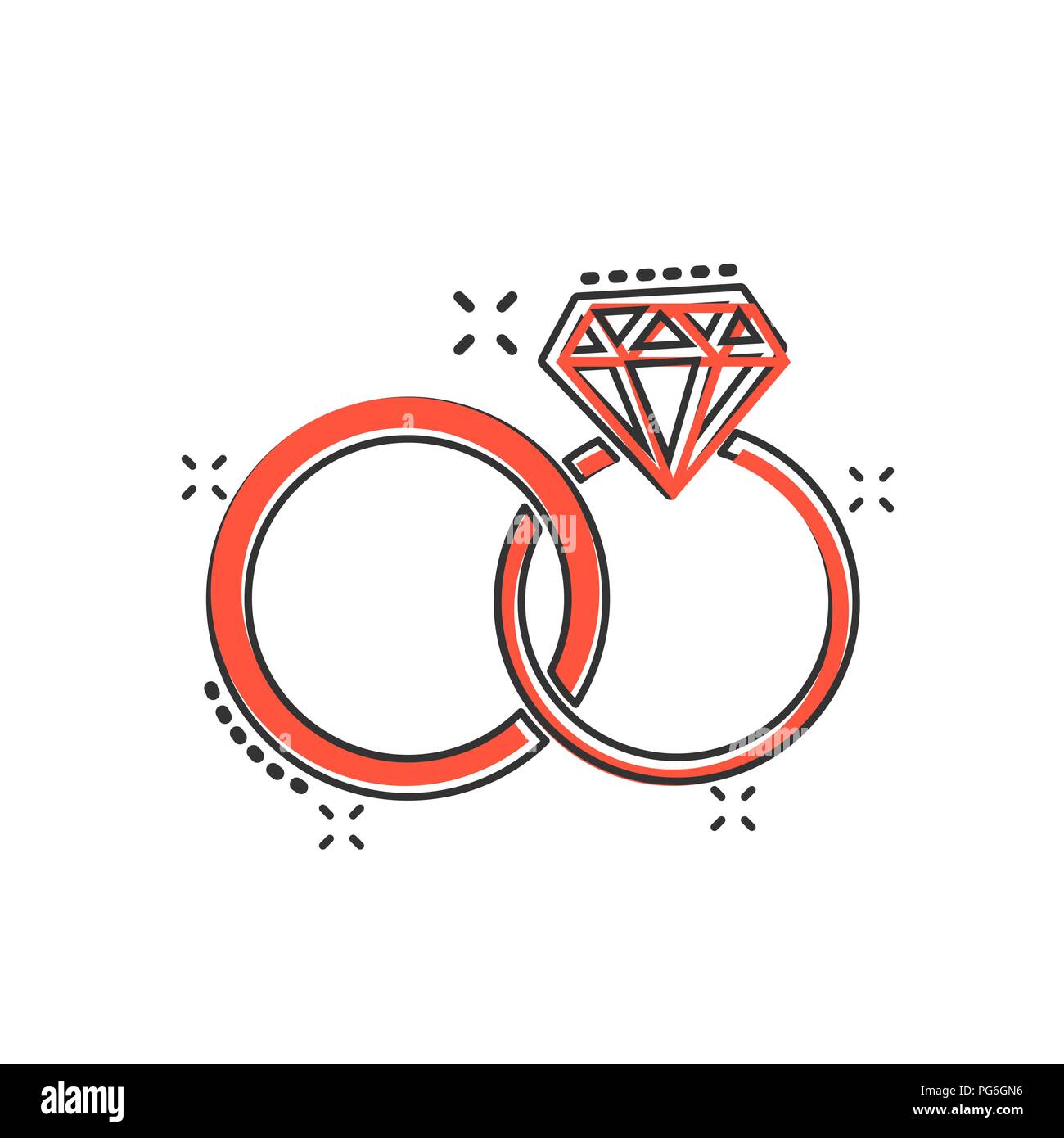 Vector cartoon engagement ring with diamond icon in comic style. Wedding  jewelery ring illustration pictogram. Romance relationship business splash  ef Stock Vector Image & Art - Alamy