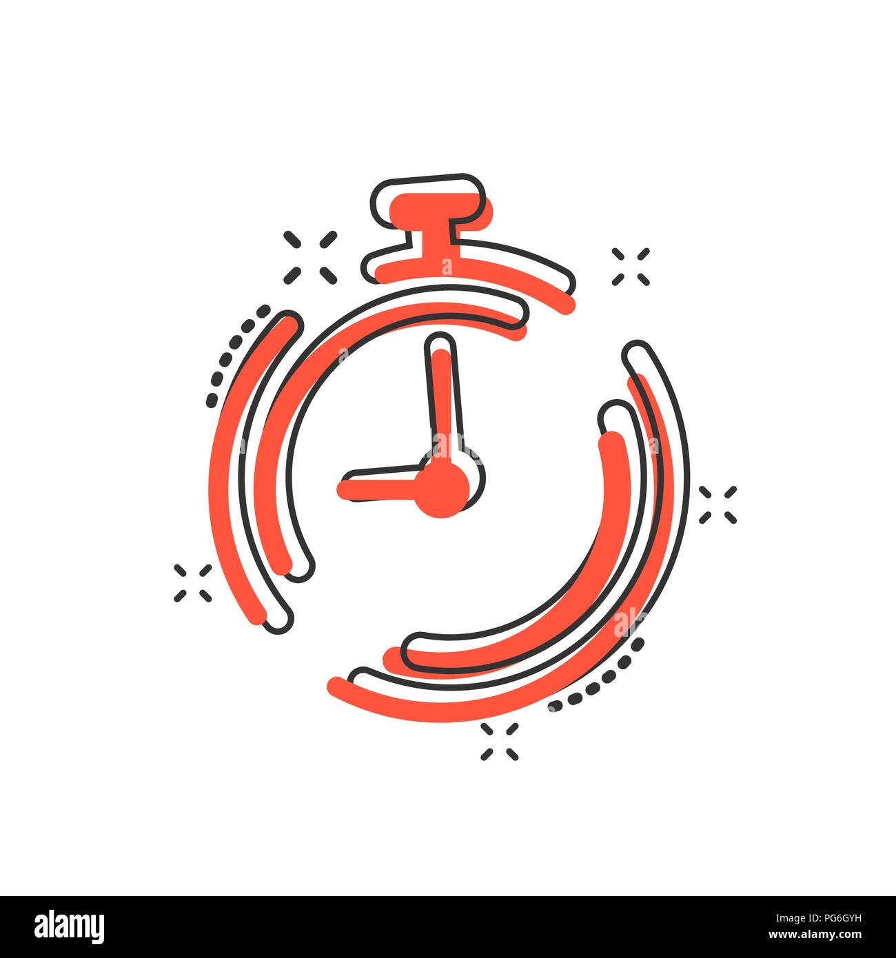 Vector cartoon clock timer icon in comic style. Time alarm concept ...