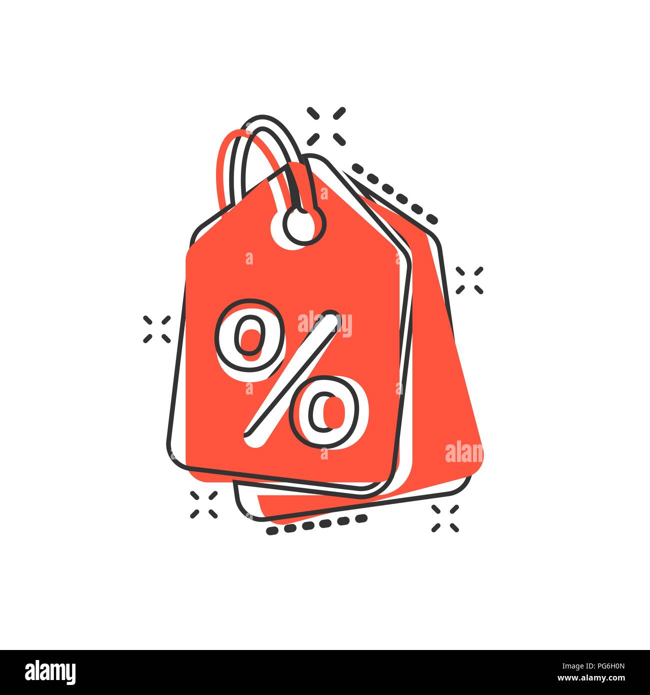 Vector cartoon discount shopping tag icon in comic style. Discount