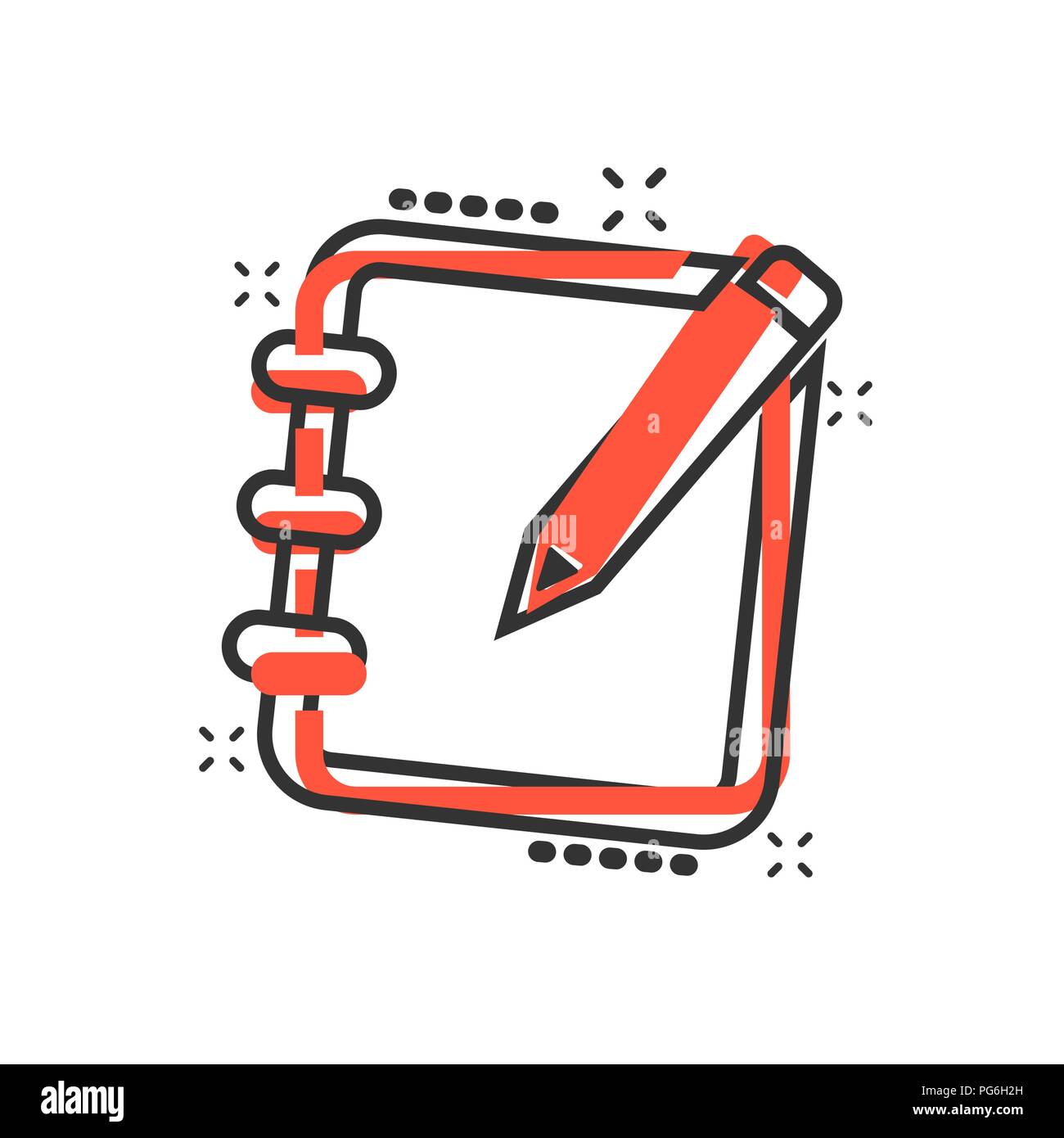 Vector cartoon notepad edit document with pencil icon in comic style ...