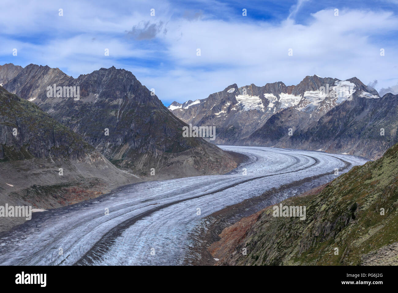 View od the Aletsch glacier in Switzerland Stock Photo