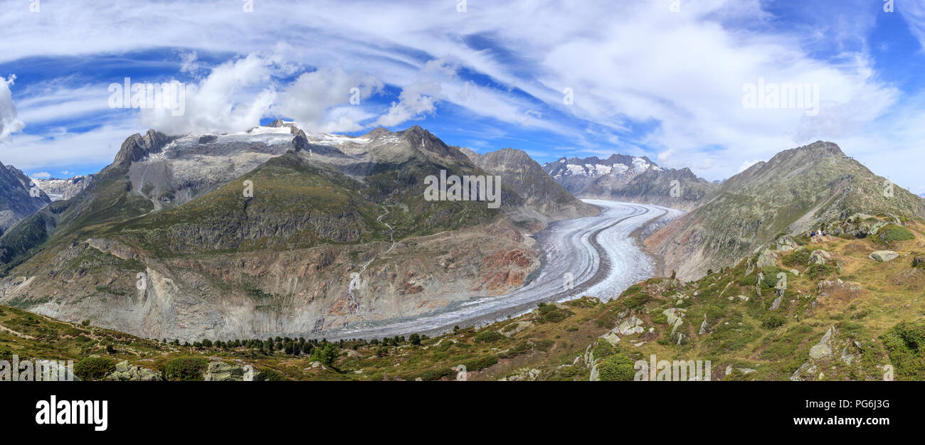 View od the Aletsch glacier in Switzerland Stock Photo