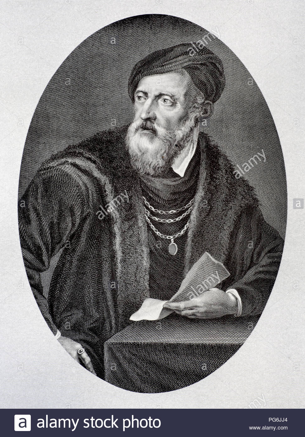 Tiziano Vecelli or Tiziano Vecellio, 1488 - 1576, known in English as Titian, was an Italian painter, the most important member of the 16th-century Venetian school, antique illustration from 1880 Stock Photo