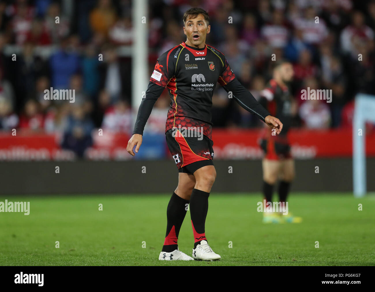 Dragons Gavin Henson during the pre-season friendly match at Kingsholm Stadium, Gloucester. PRESS ASSOCIATION Photo. Picture date: Thursday August 23, 2018. See PA story RUGBYU Gloucester. Photo credit should read: David Davies/PA Wire. RESTRICTIONS: Editorial use only. No commercial use. Stock Photo