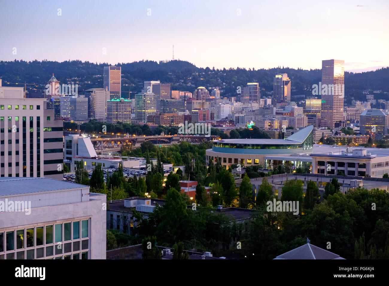 Night Time Skyline Of Downtown Portland Oregon Usa Night Time Skyline Of Downtown Portland Oregon Usa