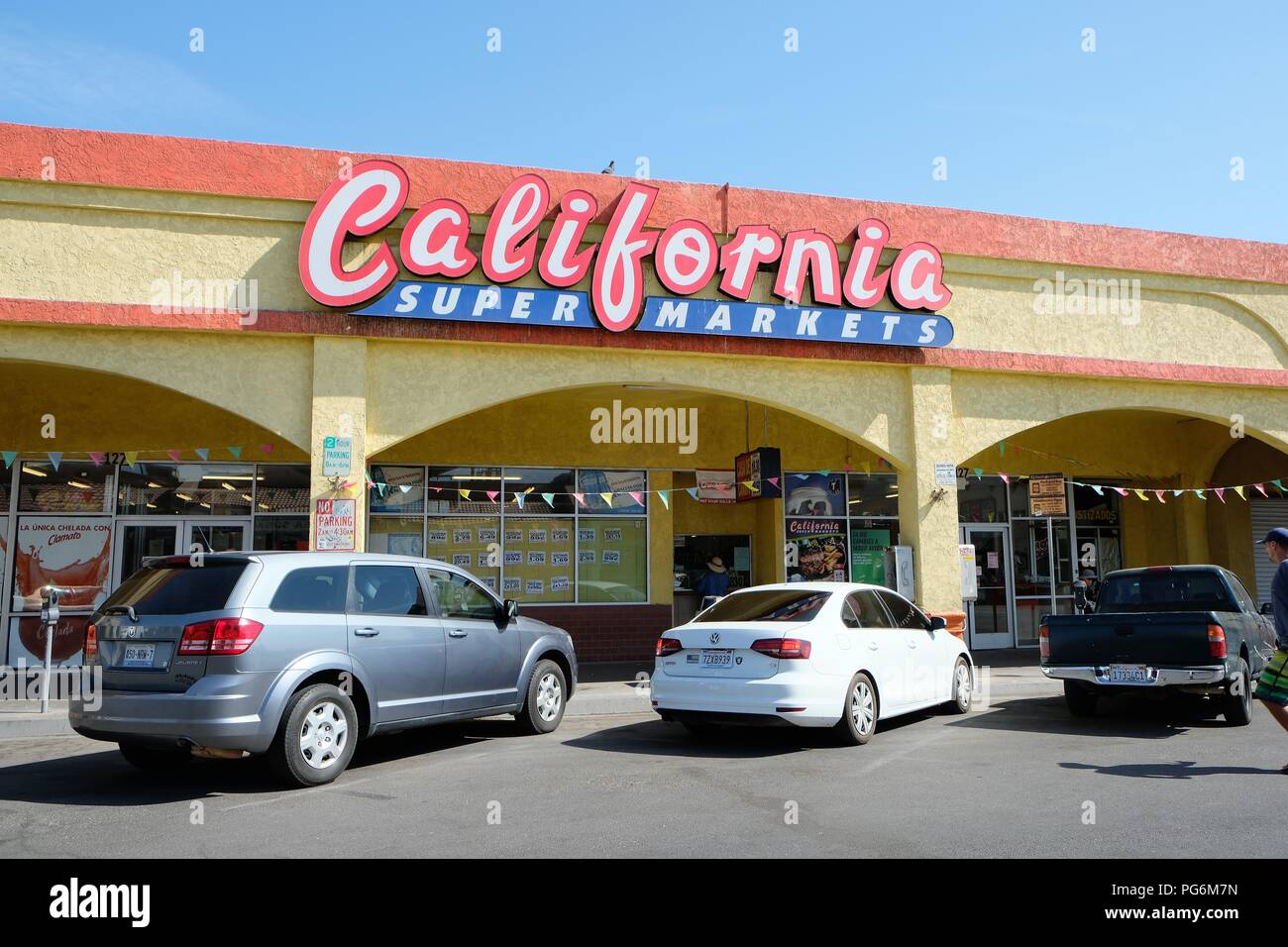 California Supermarket storefront in Calexico, Imperial County, California, United States Stock