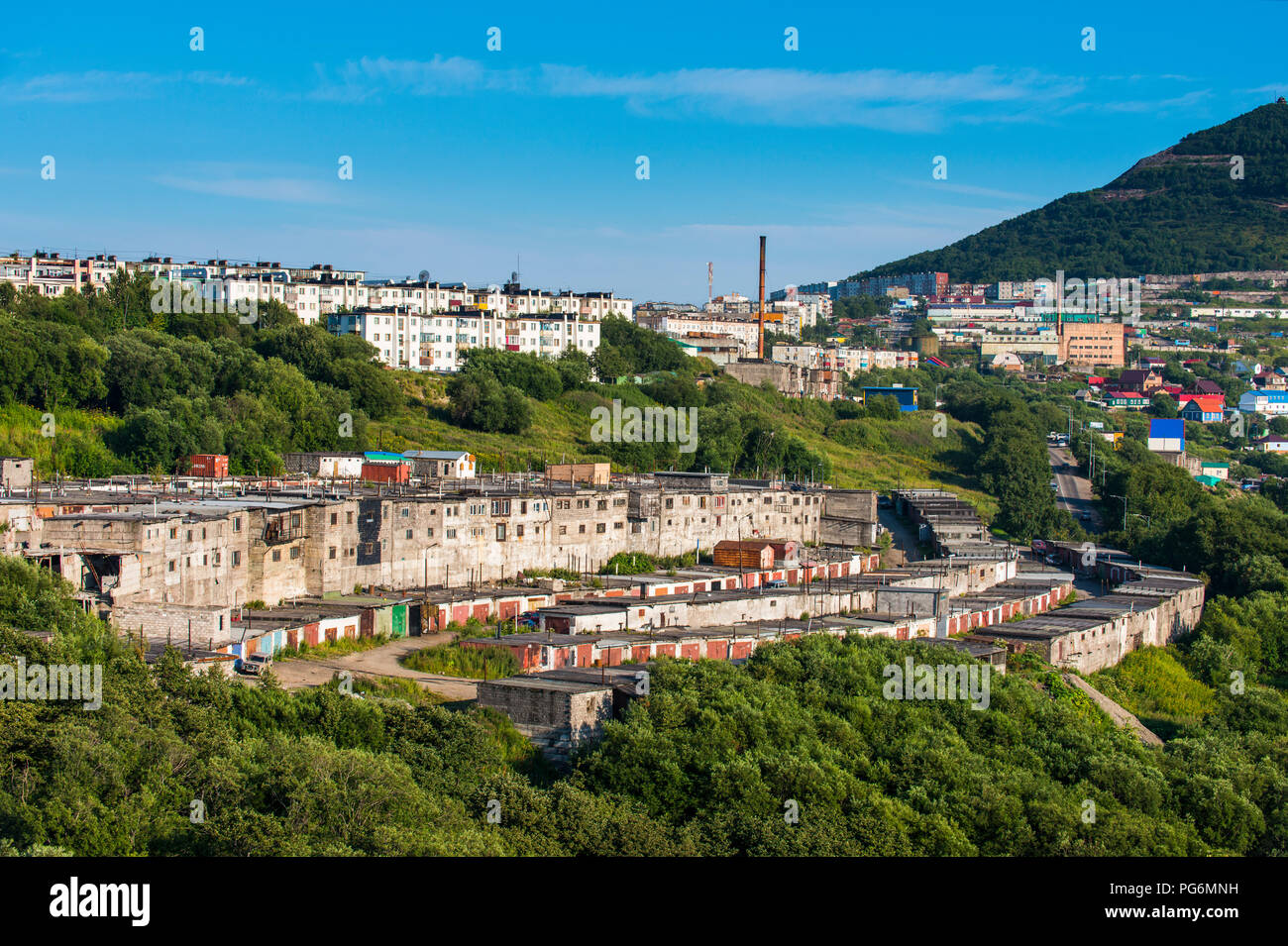 View over Petropavlovsk-Kamchatsky, Kamchatka, Russia Stock Photo
