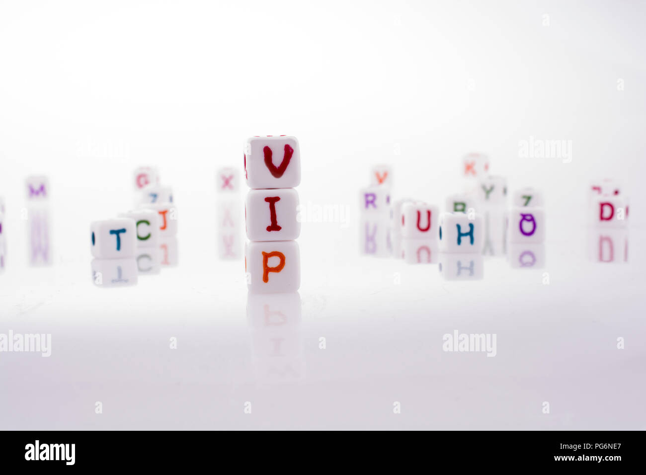 alphabet blocks and the word VIP on a white background Stock Photo - Alamy