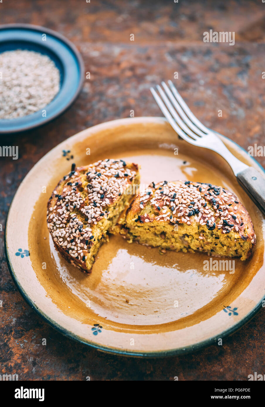 Gujarati Handvo on plate Stock Photo