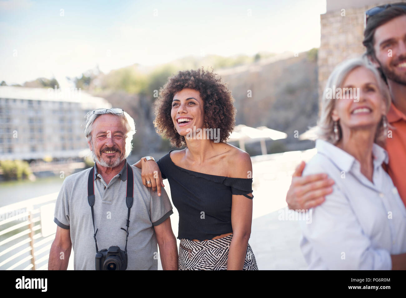 Two generations family on a city break seeing sights Stock Photo