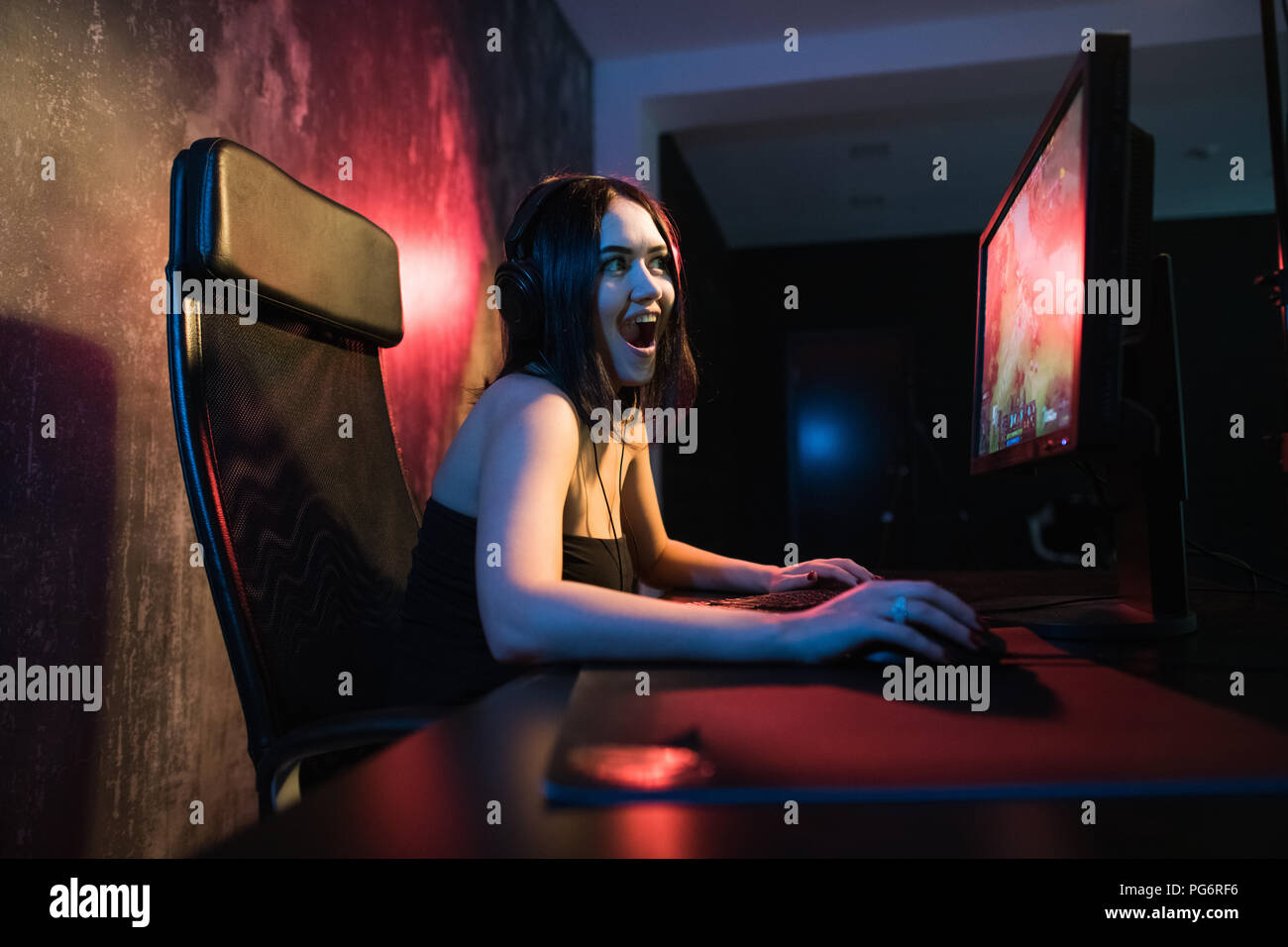 Pro Player Gamer Young Asian Woman Playing Online Video Game Shooting Stock  Photo - Image of excited, focused: 183381816