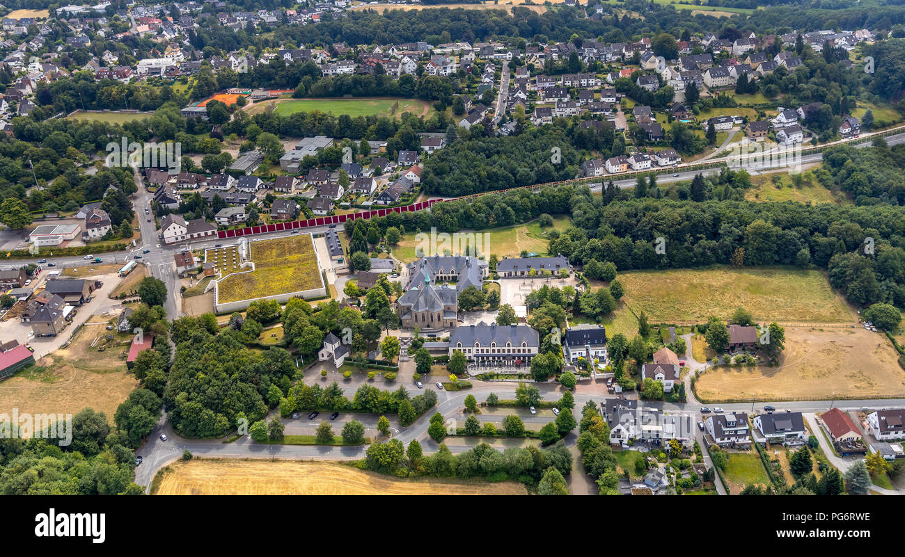 Cistercian monastery Bochum-Stiepel, Bochum, Ruhr area, North Rhine-Westphalia, Germany, DEU, Europe, aerial view, birds-eyes view, aerial view, aeria Stock Photo