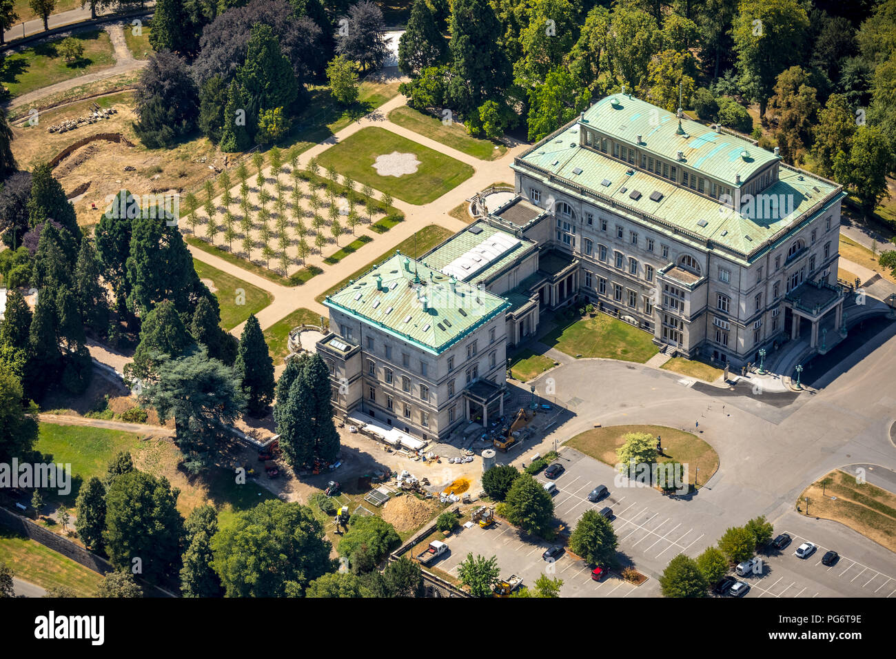 Renovation Villa Hügel, 19th century industrial estate of Alfred Krupp with artful rooms and park, Baldeney, Essen, Ruhr area, North Rhine-Westphalia, Stock Photo