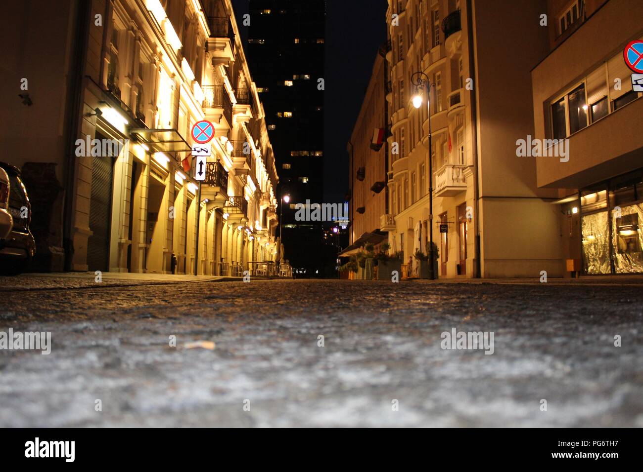 Night in Warsaw (Warszawa), Poland Stock Photo