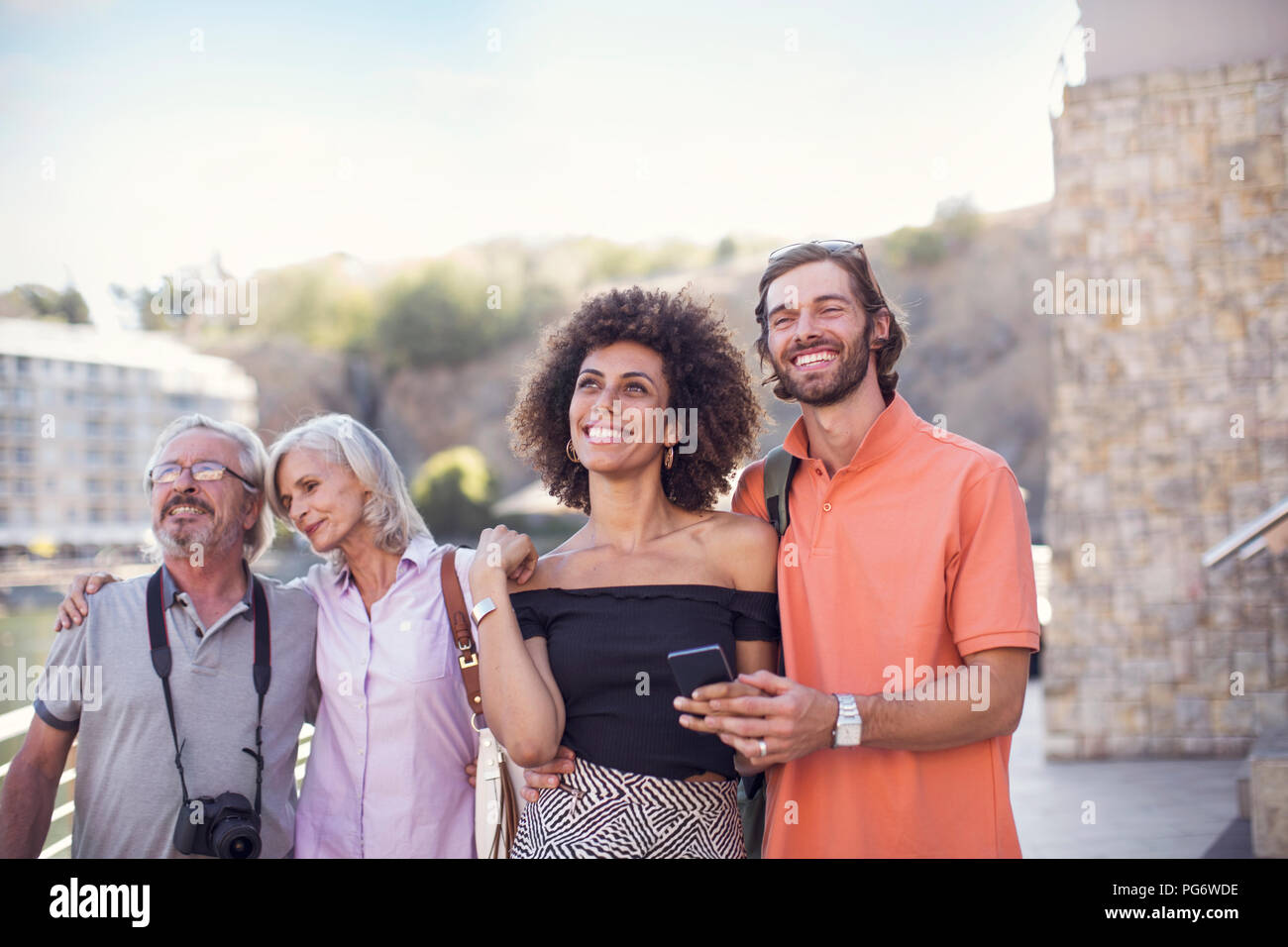 Two generations family on a city break seeing sights Stock Photo