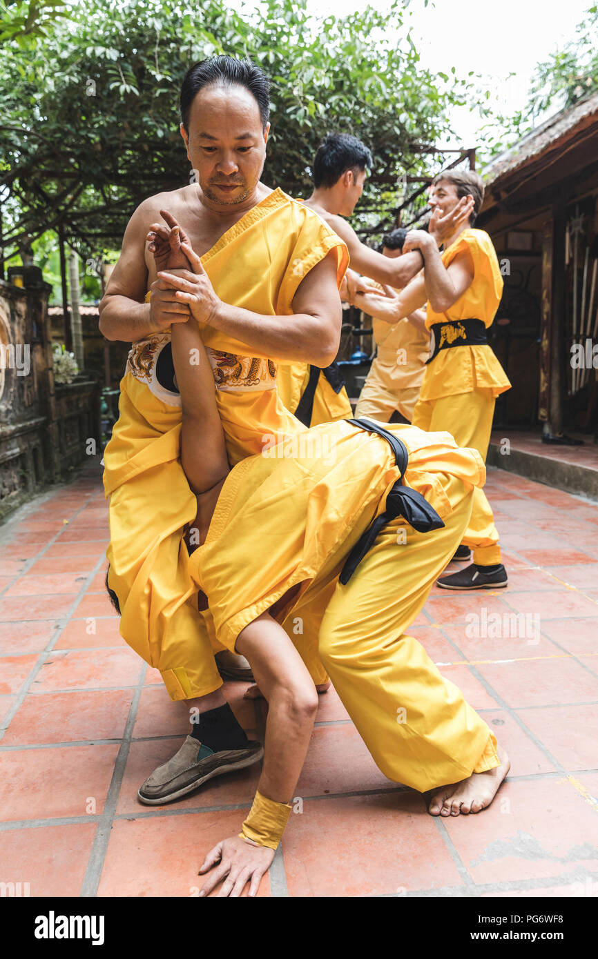 Vietnam, Hanoi, men exercising kung fu Stock Photo Alamy