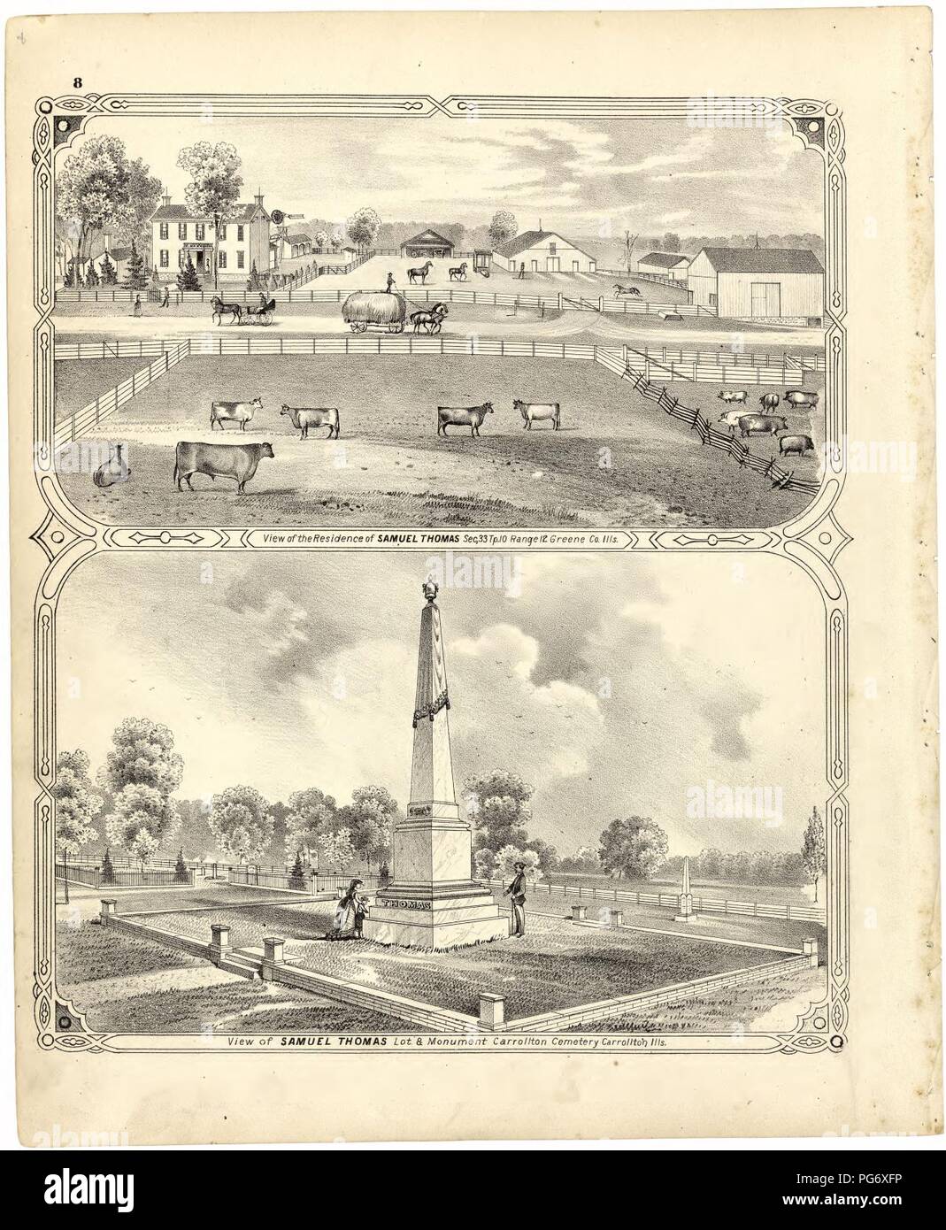 Atlas map of Greene County, Illinois Stock Photo Alamy