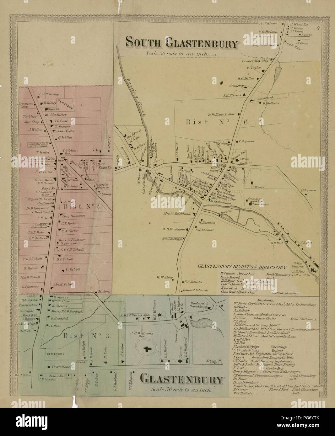Atlas of Hartford and Tolland counties with a map of Connecticut