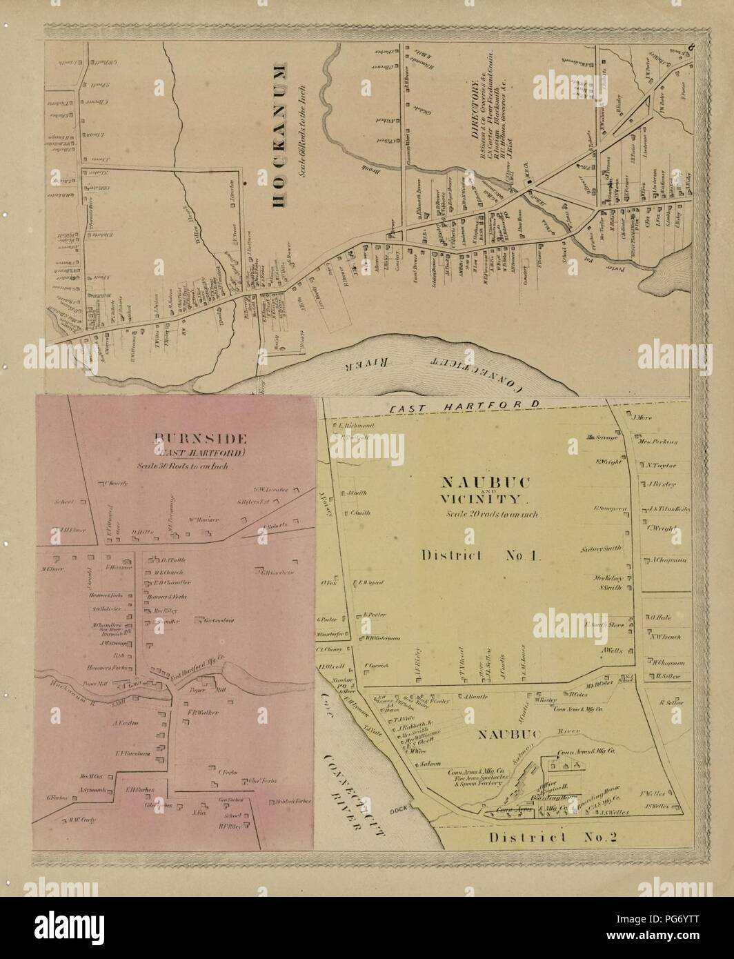 Atlas of Hartford and Tolland counties - with a map of Connecticut, from actual surveys Stock Photo