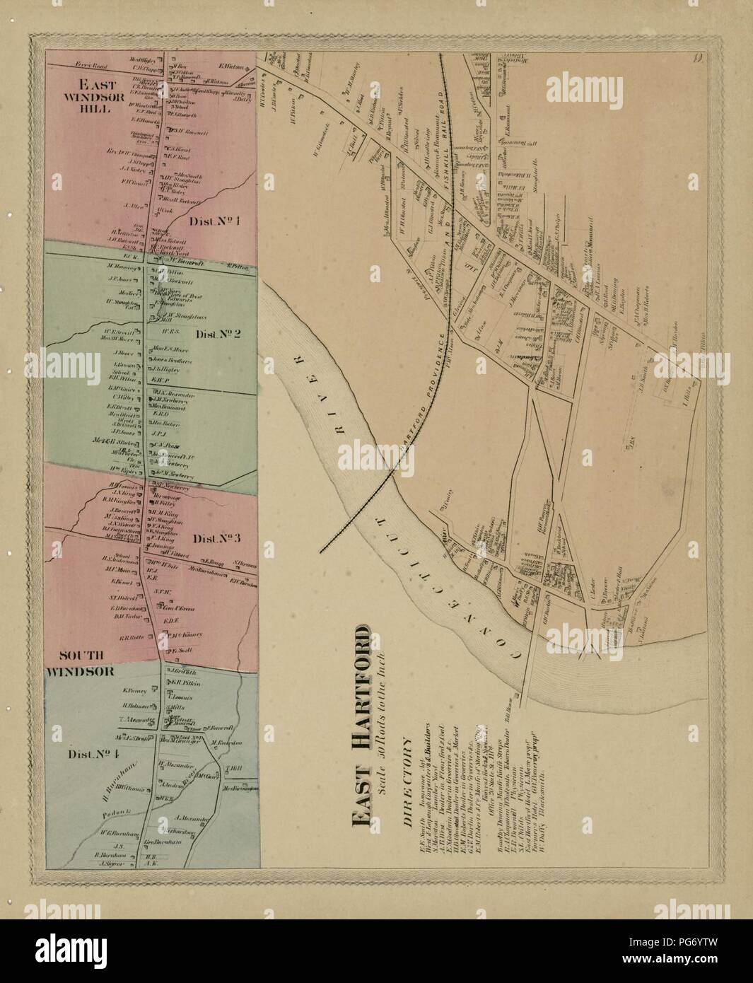 Atlas of Hartford and Tolland counties with a map of Connecticut