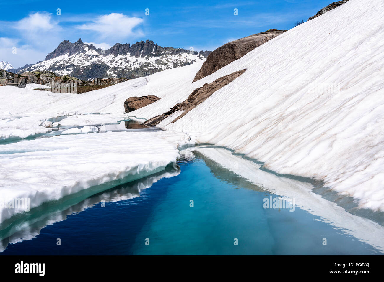 Switzerland, Valais, Bernese Alps, Lake Toten Stock Photo