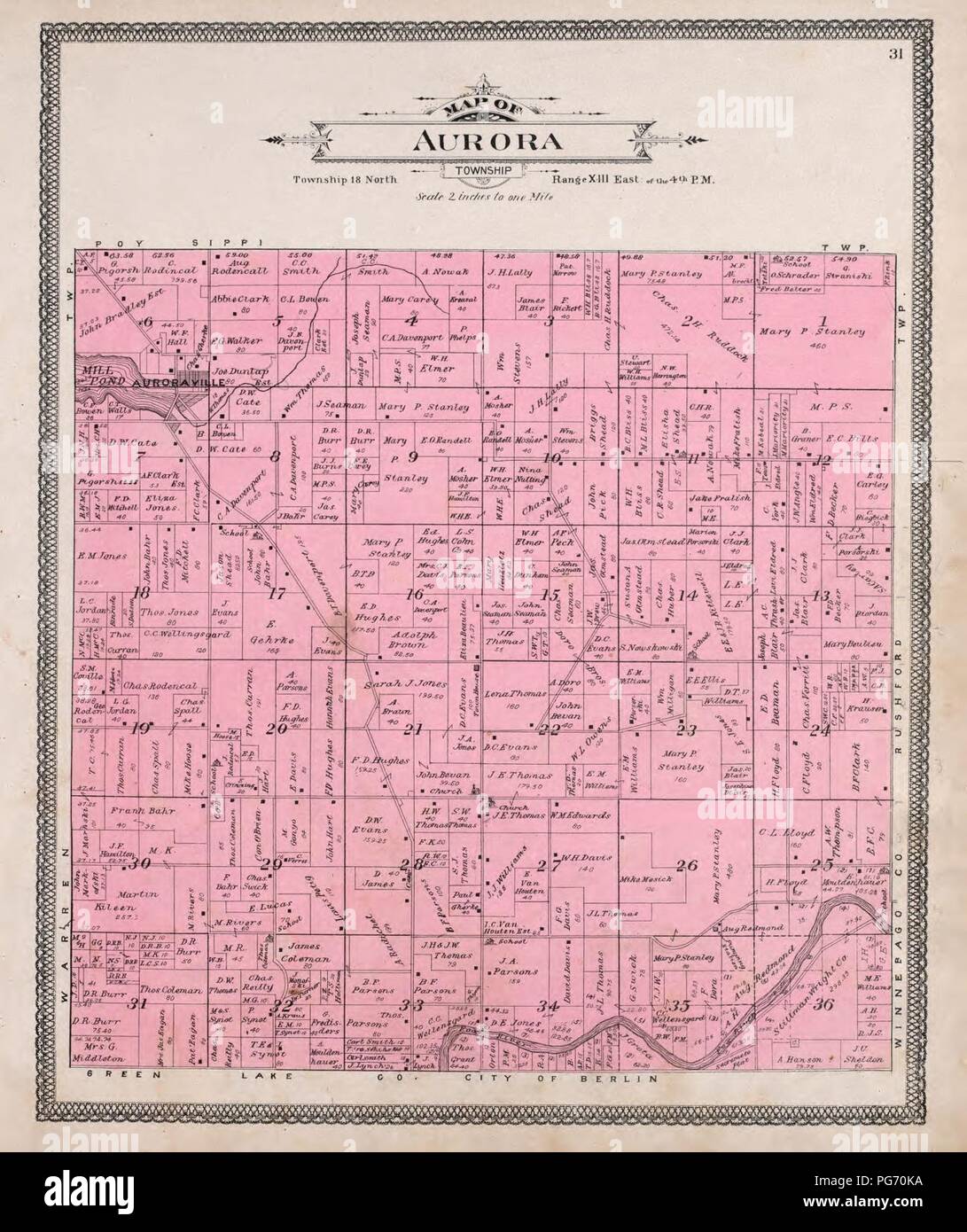 Atlas of Waushara County, Wisconsin containing maps of villages