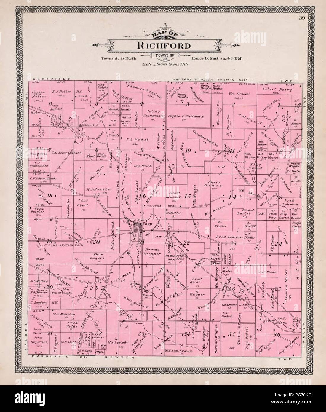 Atlas of Waushara County, Wisconsin containing maps of villages