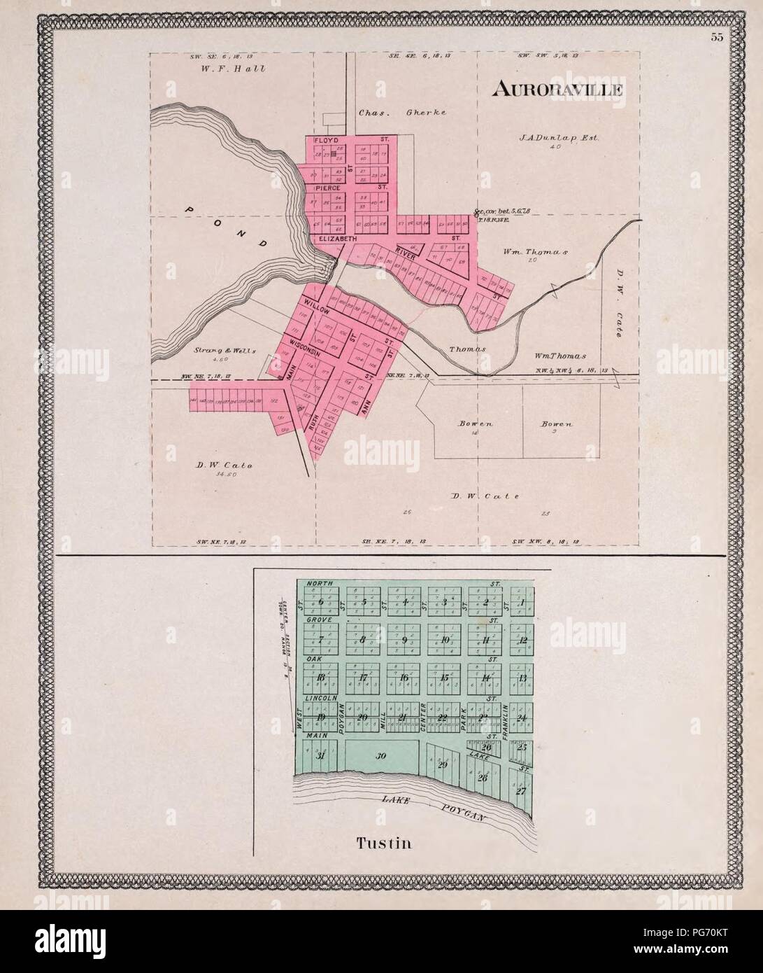 Atlas of Waushara County, Wisconsin containing maps of villages