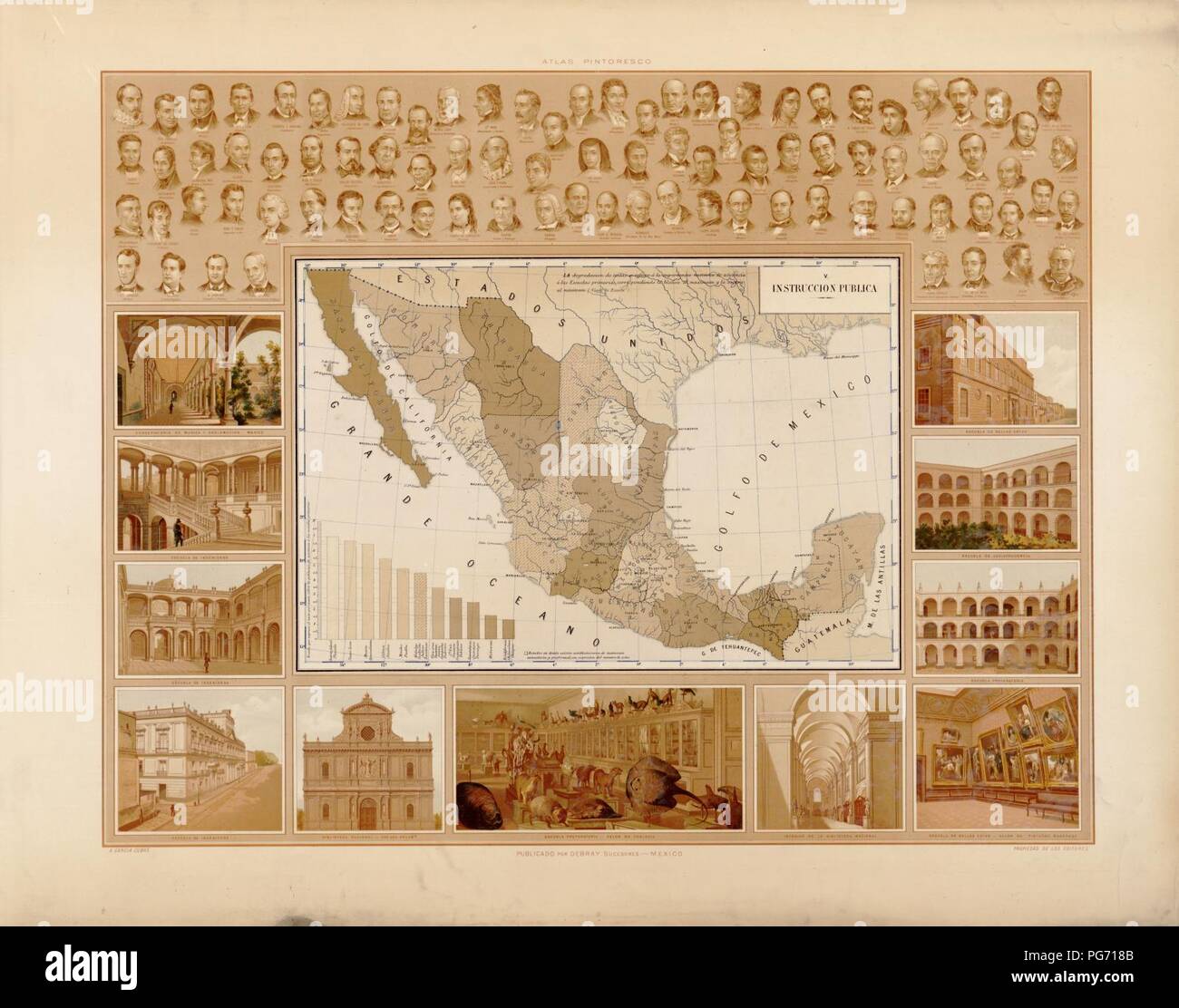 Atlas pintoresco é histórico de los Estados Unidos Mexicanos. Stock Photo