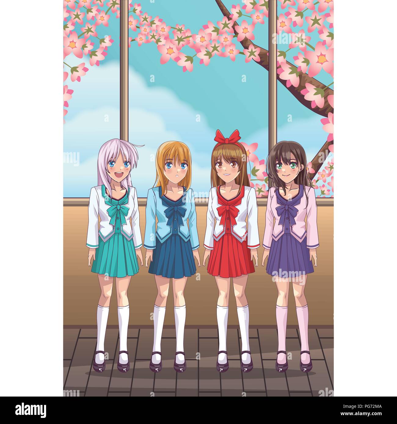 Young womens anime cartoon Stock Vector Image & Art - Alamy