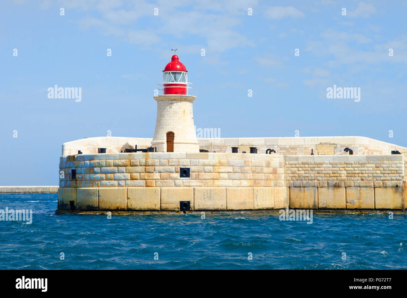 Malta Valletta Harbour lighthouses City Malta Seascape Stock Photo