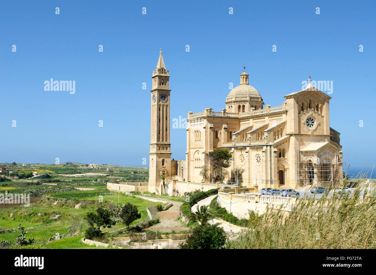 Ta' Pinu Gozo Church Malta Seascape Stock Photo