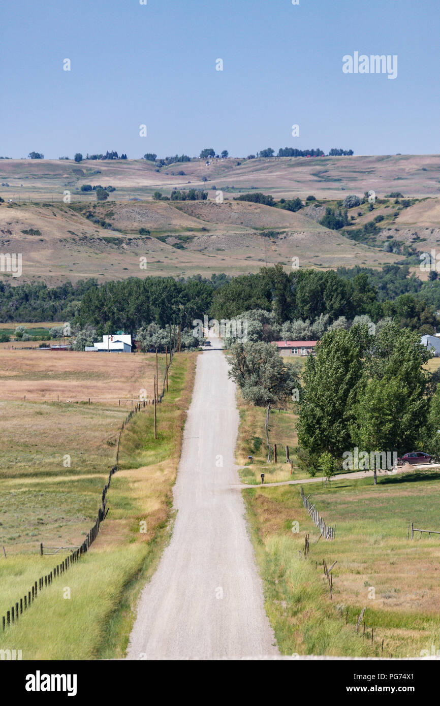 Gravel Road in Montana Countryside, USA Stock Photo