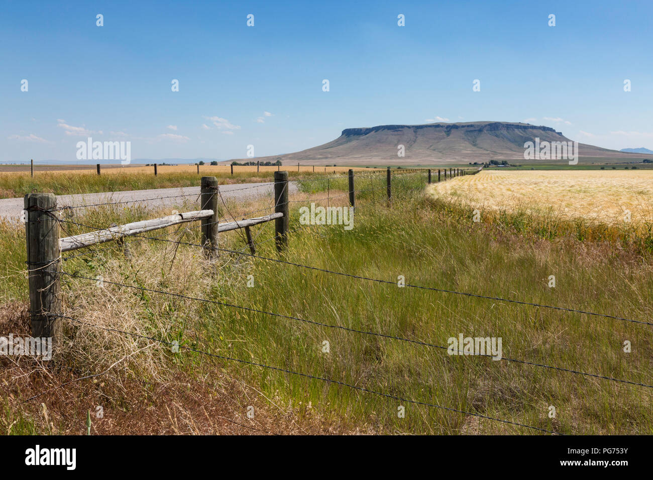 Square Butte is an iconic landmark in Montana, USA Stock Photo