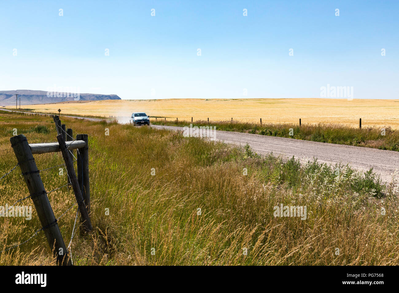 Gravel Road in Montana Countryside, USA Stock Photo