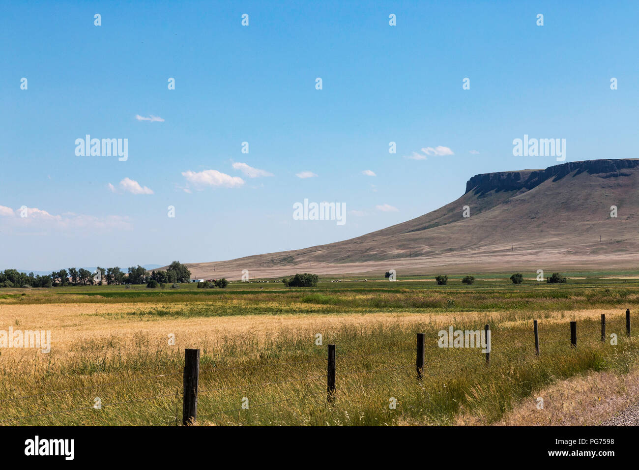 Square Butte is an iconic landmark in Montana, USA Stock Photo