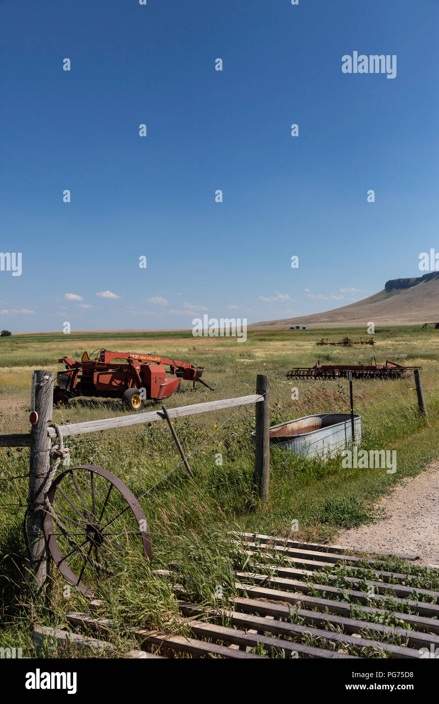 Cattle Guard at Ranch Entrance in Rural Montana, USA Stock Photo