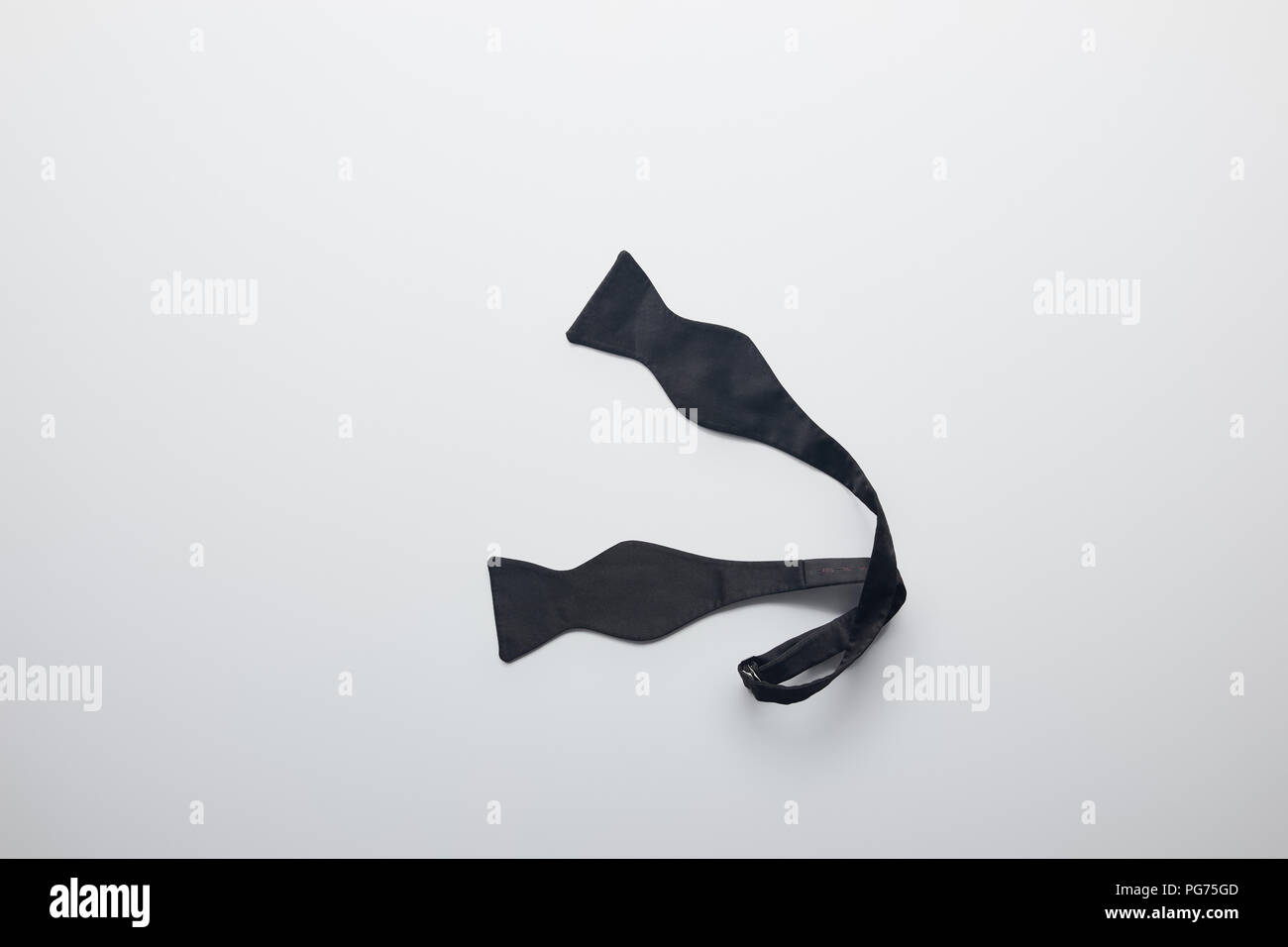 top view of untied black bow tie isolated on white Stock Photo
