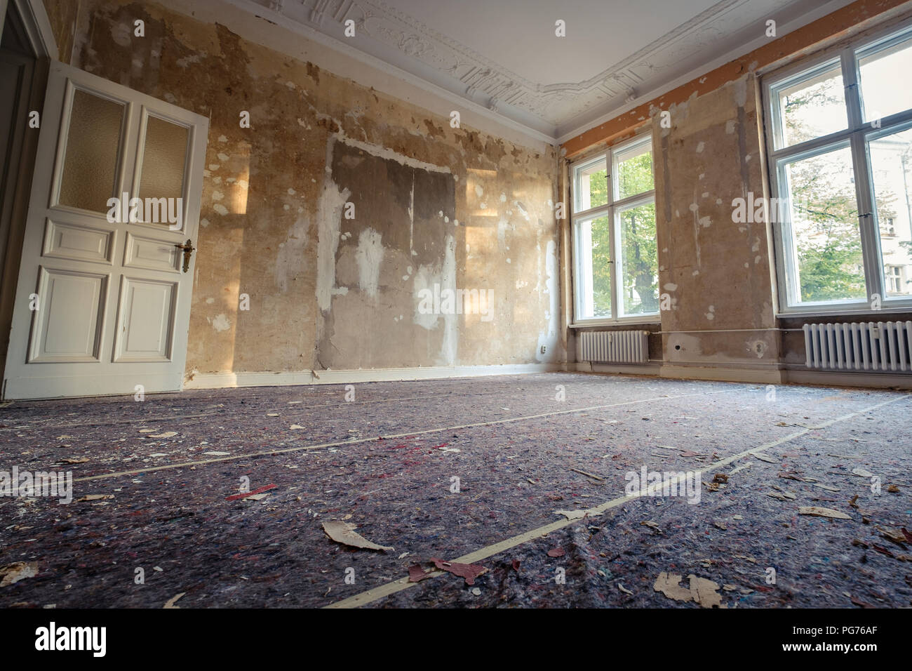 Picture of home renovation - old apartment room during restoration or ...