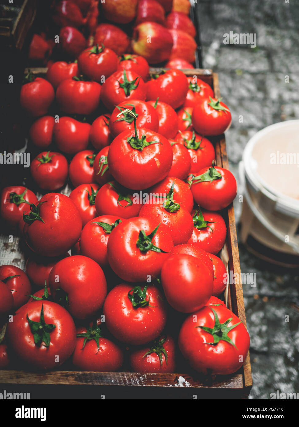 high angle view of red ripe tomatoes at georgian market Stock Photo - Alamy