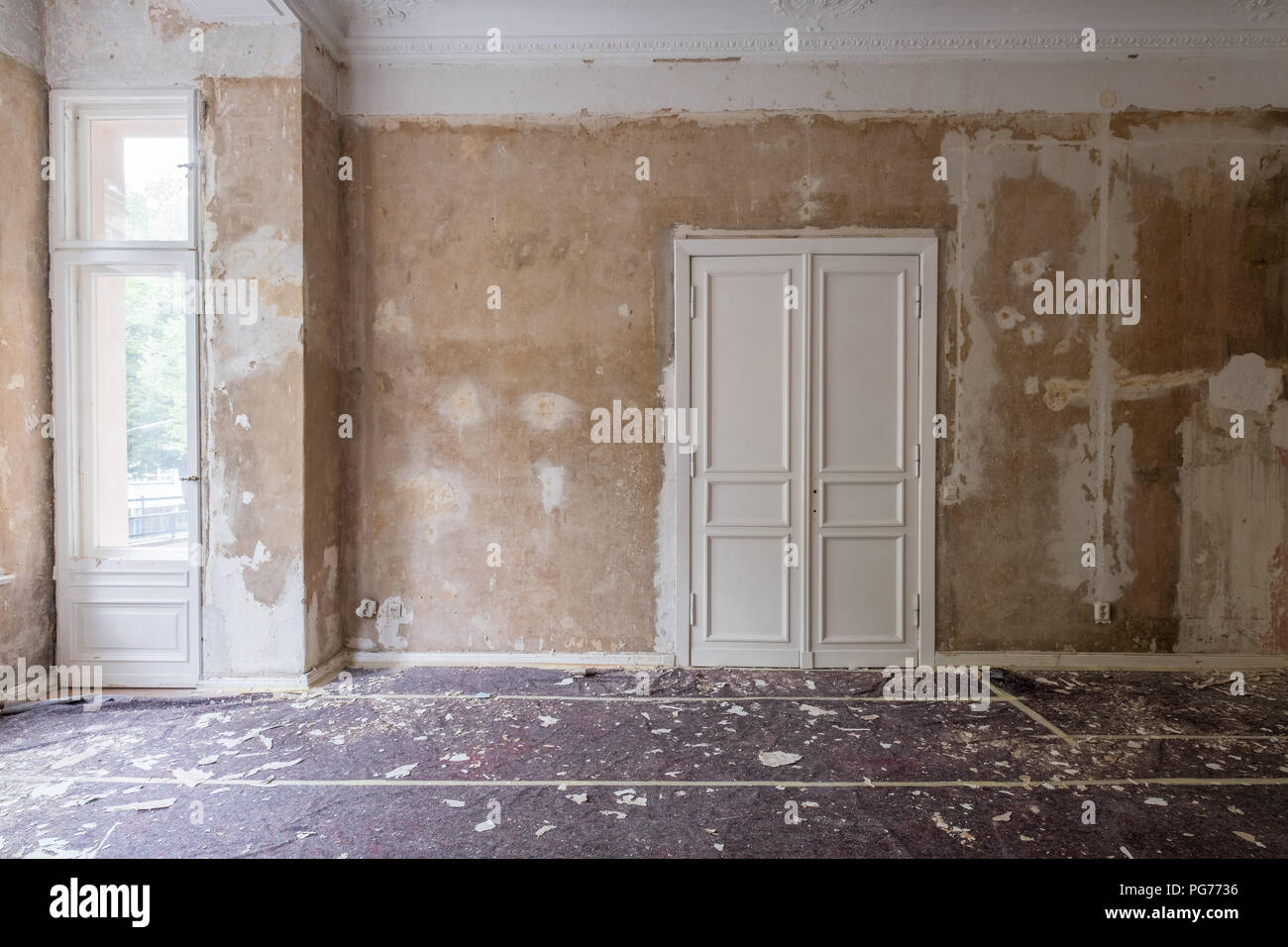 Image showcasing home renovation - old apartment room during restoration - flat ...