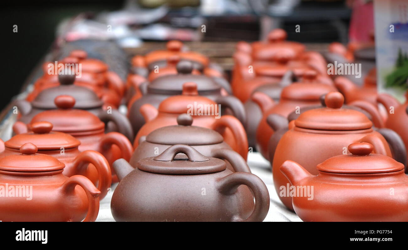 A market stall sells Chinese ceramic teapots Stock Photo Alamy