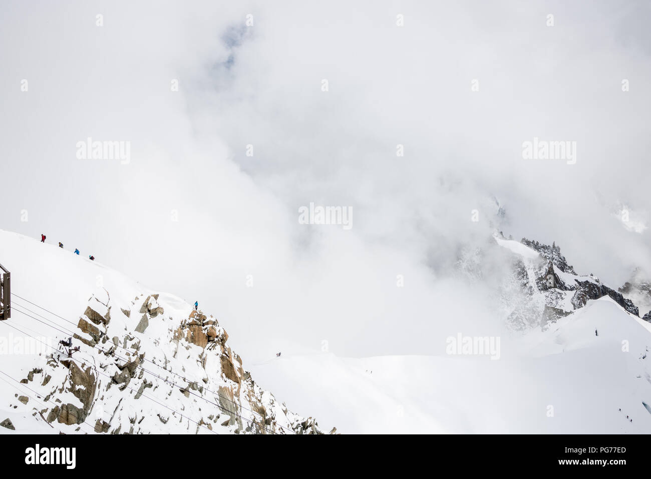 Climbing to the peak of Alps, Mont Blanc, France Stock Photo