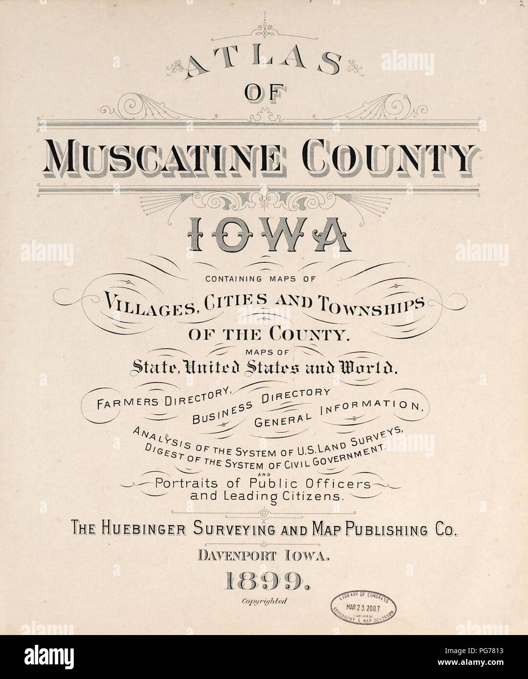 Atlas of Muscatine County, Iowa containing maps of villages, cities