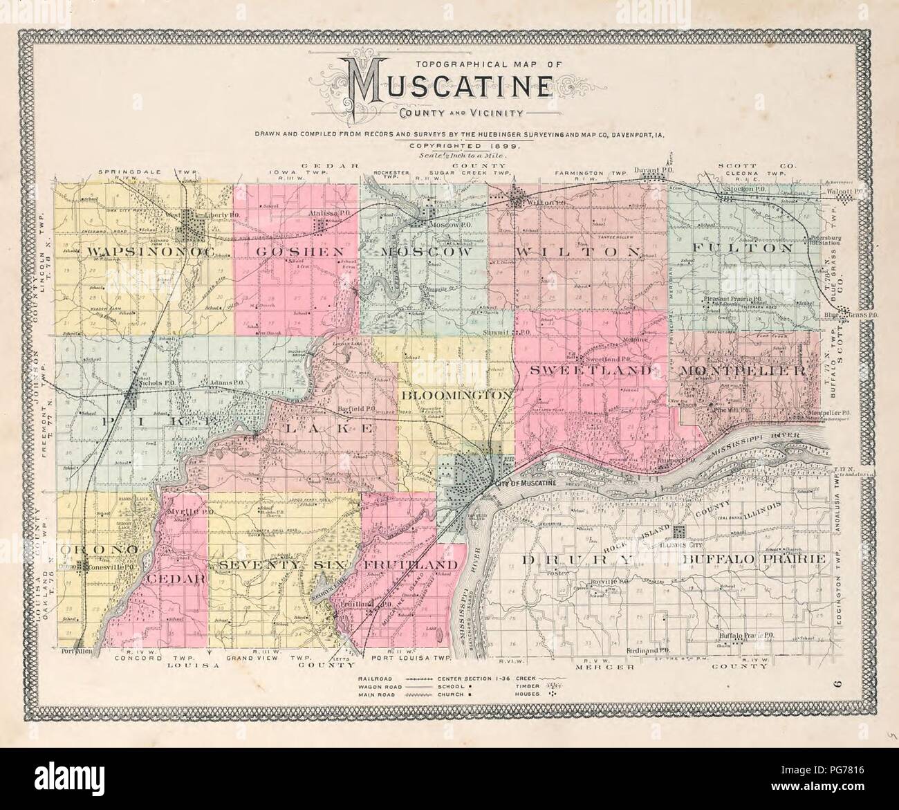 Atlas of Muscatine County, Iowa containing maps of villages, cities