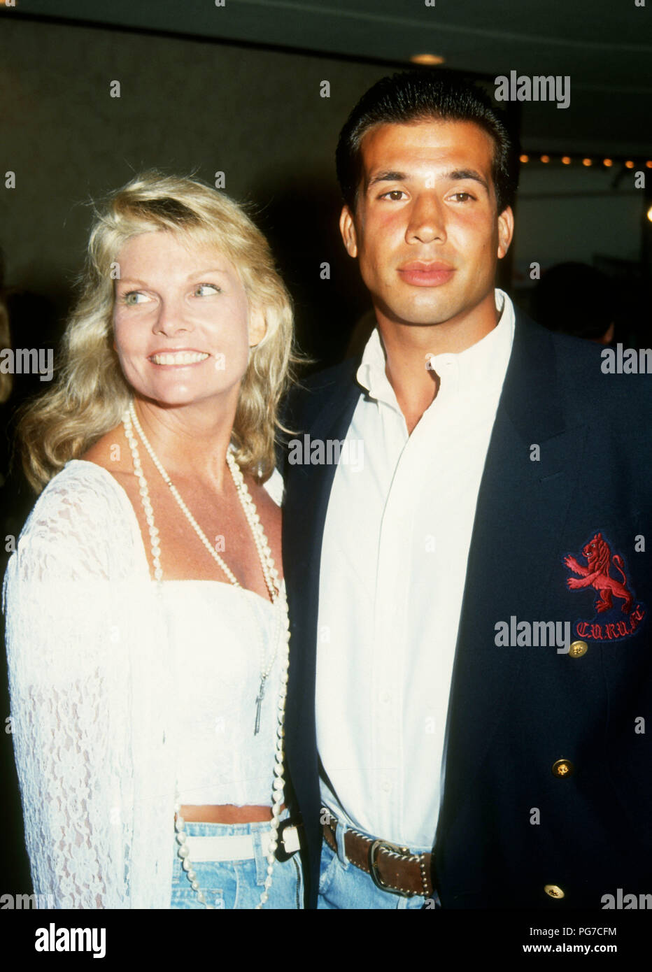 WESTWOOD, CA - AUGUST 03: Actress Cathy Lee Crosby and guest attend Warner  Bros. Pictures 'Unforgiven' Westwood Premiere on August 3, 1992 at Mann's  Bruin Theatre in Westwood, California. Photo by Barry