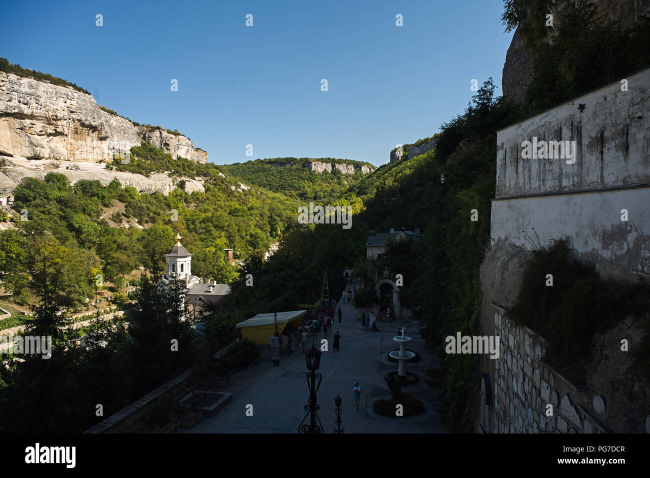 CAVE MONASTERY. pilgrims Stock Photo