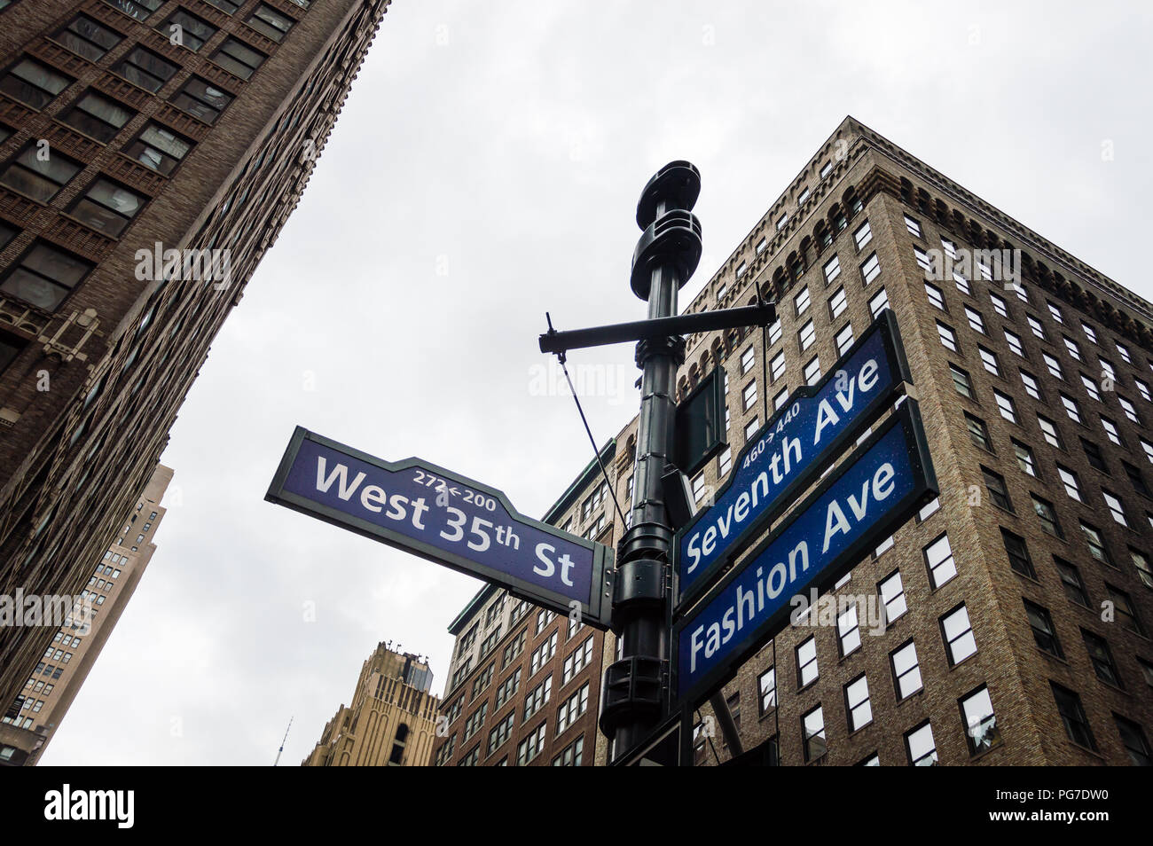 Street name signs in Midtown of New York City Stock Photo