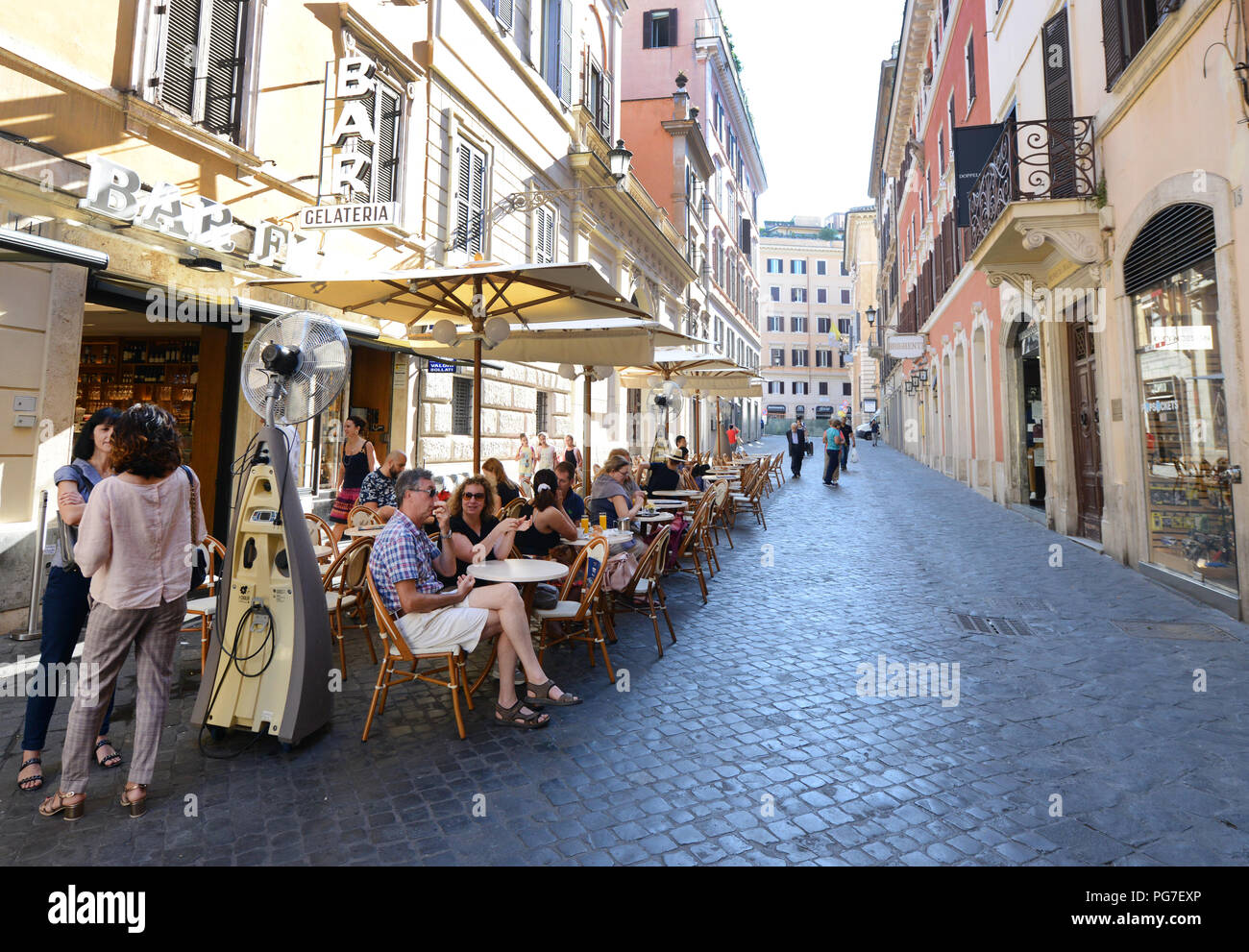 A coffee shop on Via Frattina in Rome. Stock Photo