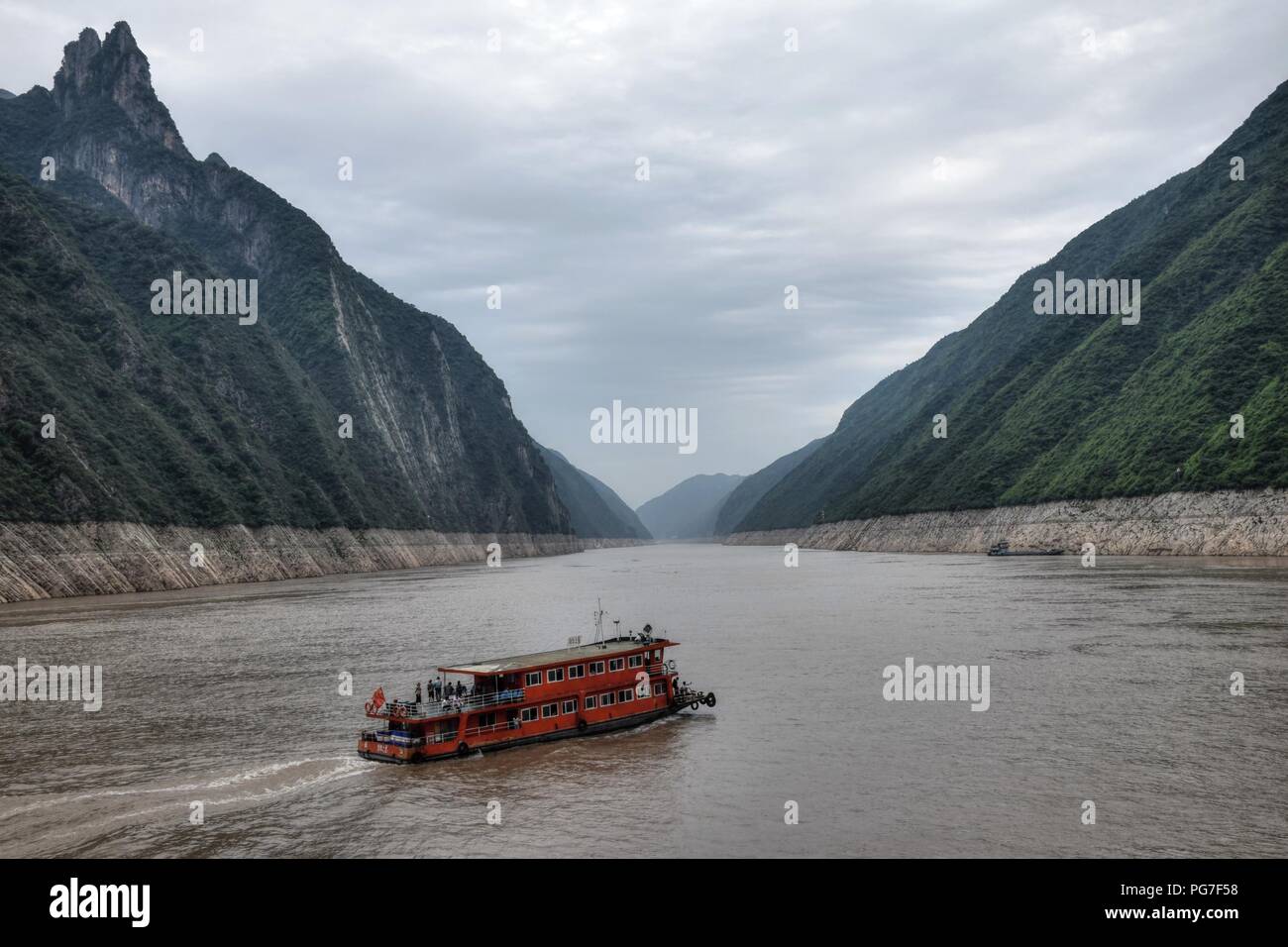 The majestic Three Gorges and Yangtze River in Hubei province in China ...